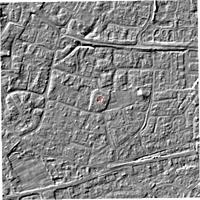 Shaded relief map of the ground around BS226BU, computed from Environment Agency LiDAR. The ground here sits at about 6 m above sea level and falls 3 m across the surrounding 800 m. Surface water reaching this point runs off ground lying to the east-south-east, 0.7 m higher.