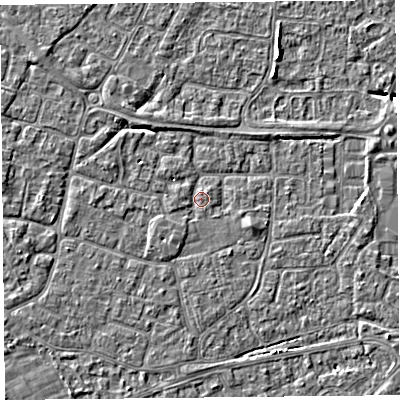 Shaded relief map of the ground around BS226NW, computed from Environment Agency LiDAR. The ground here sits at about 6 m above sea level and falls 5 m across the surrounding 800 m. Surface water reaching this point runs off ground lying to the north-east, 0.7 m higher.