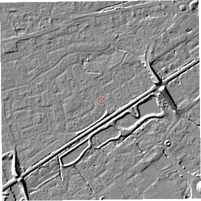 Shaded relief map of the ground around BS226RN, computed from Environment Agency LiDAR. The ground here sits at about 5 m above sea level and falls 9 m across the surrounding 800 m. Surface water reaching this point runs off ground lying to the south-south-west, 0.6 m higher.
