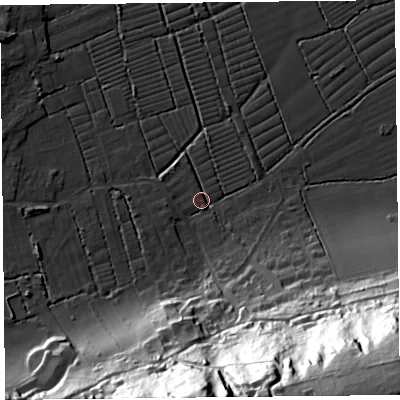 Shaded relief map of the ground around BS229XW, computed from Environment Agency LiDAR. The ground here sits at about 6 m above sea level and falls 83 m across the surrounding 800 m. Surface water reaching this point runs off ground lying to the south-east, 81.9 m higher.