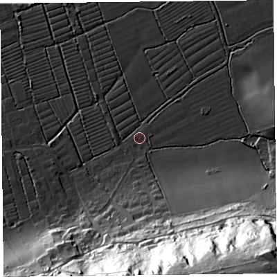 Shaded relief map of the ground around BS229XX, computed from Environment Agency LiDAR. The ground here sits at about 6 m above sea level and falls 81 m across the surrounding 800 m. Surface water reaching this point runs off ground lying to the south-east, 80.7 m higher.
