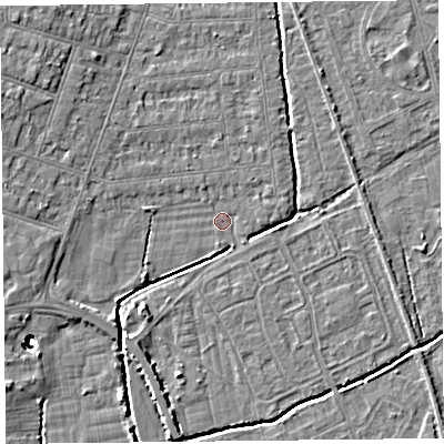Shaded relief map of the ground around BS234LY, computed from Environment Agency LiDAR. The ground here sits at about 5 m above sea level and falls 8 m across the surrounding 800 m. Surface water reaching this point runs off ground lying to the south-south-west, 3.9 m higher.