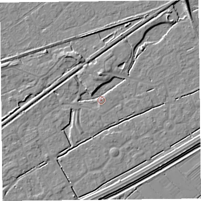 Shaded relief map of the ground around BS247EG, computed from Environment Agency LiDAR. The ground here sits at about 5 m above sea level and falls 6 m across the surrounding 800 m. Surface water reaching this point runs off ground lying to the south-south-west, 1.8 m higher.