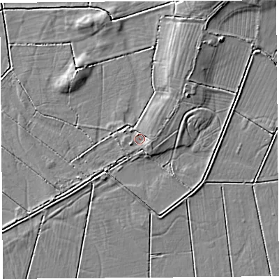 Shaded relief map of the ground around BS273UF, computed from Environment Agency LiDAR. The ground here sits at about 6 m above sea level and falls 5 m across the surrounding 800 m. Surface water reaching this point runs off ground lying to the east, 1.8 m higher.