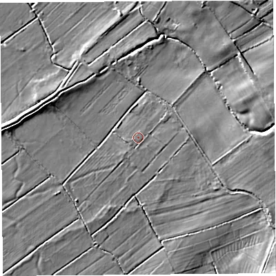 Shaded relief map of the ground around BS273UJ, computed from Environment Agency LiDAR. The ground here sits at about 7 m above sea level and falls 18 m across the surrounding 800 m. Surface water reaching this point runs off ground lying to the east, 2.2 m higher.