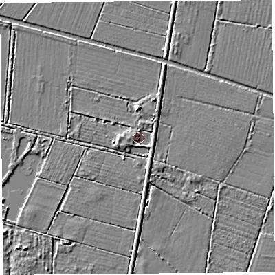 Shaded relief map of the ground around BS284UB, computed from Environment Agency LiDAR. The ground here sits at about 3 m above sea level and falls 4 m across the surrounding 800 m. Surface water reaching this point runs off ground lying to the south-west, 2.0 m higher.