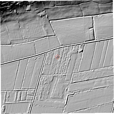 Shaded relief map of the ground around BS284US, computed from Environment Agency LiDAR. The ground here sits at about 3 m above sea level and falls 32 m across the surrounding 800 m. Surface water reaching this point runs off ground lying to the south-west, 1.1 m higher.