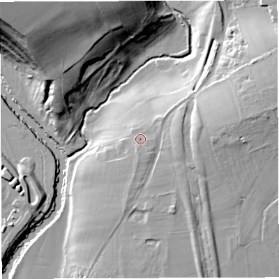 Shaded relief map of the ground around BS306EL, computed from Environment Agency LiDAR. The ground here sits at about 21 m above sea level and falls 46 m across the surrounding 800 m. Surface water reaching this point runs off ground lying to the south-south-east, 1.9 m higher.