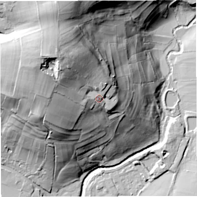 Shaded relief map of the ground around BS306HN, computed from Environment Agency LiDAR. The ground here sits at about 60 m above sea level and falls 79 m across the surrounding 800 m. Surface water reaching this point runs off ground lying to the north-west, 30.7 m higher.