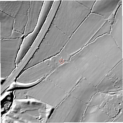 Shaded relief map of the ground around BS324JP, computed from Environment Agency LiDAR. The ground here sits at about 55 m above sea level and falls 11 m across the surrounding 800 m. Surface water reaching this point runs off ground lying to the east-south-east, 7.1 m higher.