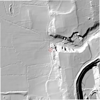 Shaded relief map of the ground around BS377BT, computed from Environment Agency LiDAR. The ground here sits at about 83 m above sea level and falls 52 m across the surrounding 800 m. Surface water reaching this point runs off ground lying to the east, 10.1 m higher.