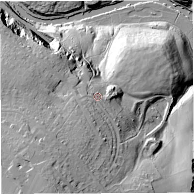 Shaded relief map of the ground around BS44SX, computed from Environment Agency LiDAR. The ground here sits at about 52 m above sea level and falls 64 m across the surrounding 800 m. Surface water reaching this point runs off ground lying to the south-south-west, 7.5 m higher.