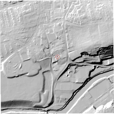 Shaded relief map of the ground around BS59PQ, computed from Environment Agency LiDAR. The ground here sits at about 29 m above sea level and falls 48 m across the surrounding 800 m. Surface water reaching this point runs off ground lying to the north-north-east, 8.9 m higher.