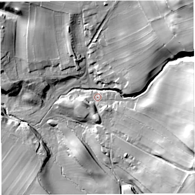 Shaded relief map of the ground around CA101HL, computed from Environment Agency LiDAR. The ground here sits at about 174 m above sea level and falls 56 m across the surrounding 800 m. Surface water reaching this point runs off ground lying to the east-south-east, 29.2 m higher.