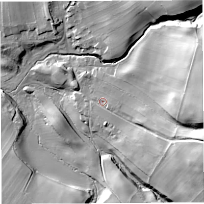Shaded relief map of the ground around CA101HN, computed from Environment Agency LiDAR. The ground here sits at about 178 m above sea level and falls 53 m across the surrounding 800 m. Surface water reaching this point runs off ground lying to the east-south-east, 34.3 m higher.