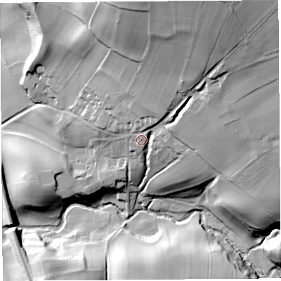 Shaded relief map of the ground around CA101NN, computed from Environment Agency LiDAR. The ground here sits at about 109 m above sea level and falls 69 m across the surrounding 800 m. Surface water reaching this point runs off ground lying to the north-north-east, 44.5 m higher.