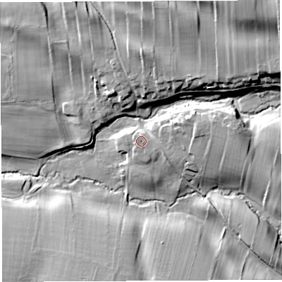 Shaded relief map of the ground around CA101RQ, computed from Environment Agency LiDAR. The ground here sits at about 142 m above sea level and falls 33 m across the surrounding 800 m. Surface water reaching this point runs off ground lying to the east-south-east, 0.8 m higher.
