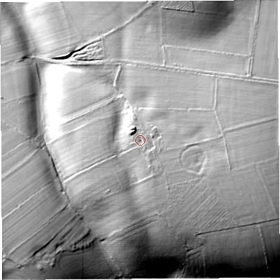 Shaded relief map of the ground around CA101TH, computed from Environment Agency LiDAR. The ground here sits at about 169 m above sea level and falls 44 m across the surrounding 800 m. Surface water reaching this point runs off ground lying to the east-south-east, 14.6 m higher.