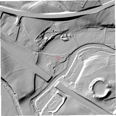 Shaded relief map of the ground around CA102BG, computed from Environment Agency LiDAR. The ground here sits at about 122 m above sea level and falls 29 m across the surrounding 800 m. Surface water reaching this point runs off ground lying to the north-west, 17.3 m higher.