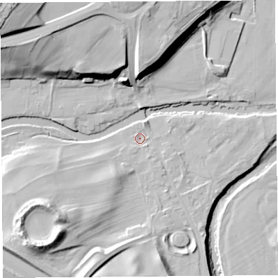 Shaded relief map of the ground around CA102BH, computed from Environment Agency LiDAR. The ground here sits at about 118 m above sea level and falls 33 m across the surrounding 800 m. Surface water reaching this point runs off ground lying to the south-west, 18.9 m higher.