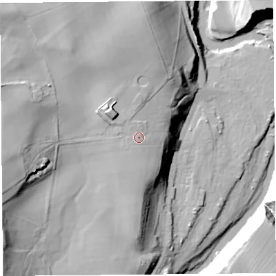 Shaded relief map of the ground around CA102JB, computed from Environment Agency LiDAR. The ground here sits at about 160 m above sea level and falls 49 m across the surrounding 800 m. Surface water reaching this point runs off ground lying to the north-north-west, 0.8 m higher.