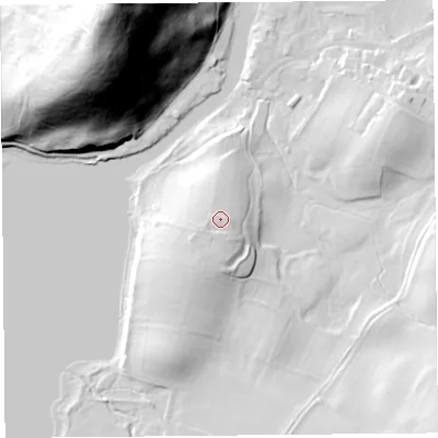 Shaded relief map of the ground around CA102NR, computed from Environment Agency LiDAR. The ground here sits at about 160 m above sea level and falls 92 m across the surrounding 800 m. Surface water reaching this point runs off ground lying to the south-west, 1.2 m higher.