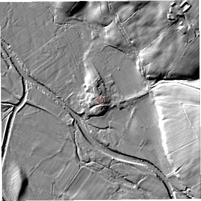 Shaded relief map of the ground around CA102QR, computed from Environment Agency LiDAR. The ground here sits at about 179 m above sea level and falls 40 m across the surrounding 800 m. Surface water reaching this point runs off ground lying to the west-north-west, 1.0 m higher.