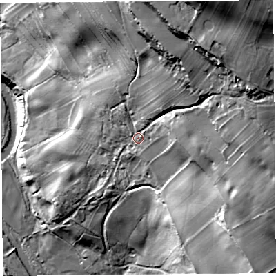 Shaded relief map of the ground around CA102QX, computed from Environment Agency LiDAR. The ground here sits at about 237 m above sea level and falls 94 m across the surrounding 800 m. Surface water reaching this point runs off ground lying to the north-east, 44.8 m higher.