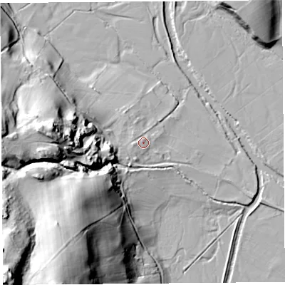 Shaded relief map of the ground around CA102RR, computed from Environment Agency LiDAR. The ground here sits at about 178 m above sea level and falls 71 m across the surrounding 800 m. Surface water reaching this point runs off ground lying to the west-south-west, 8.5 m higher.