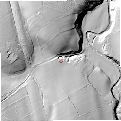 Shaded relief map of the ground around CA103BB, computed from Environment Agency LiDAR. The ground here sits at about 137 m above sea level and falls 47 m across the surrounding 800 m. Surface water reaching this point runs off ground lying to the south-west, 32.5 m higher.