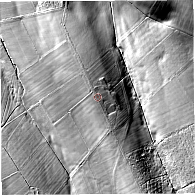 Shaded relief map of the ground around CA103DX, computed from Environment Agency LiDAR. The ground here sits at about 168 m above sea level and falls 30 m across the surrounding 800 m. Surface water reaching this point runs off ground lying to the south-south-east, 0.8 m higher.