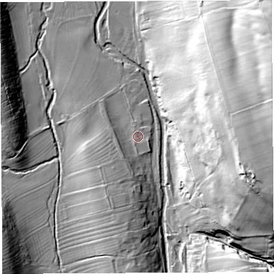 Shaded relief map of the ground around CA103HW, computed from Environment Agency LiDAR. The ground here sits at about 163 m above sea level and falls 52 m across the surrounding 800 m. Surface water reaching this point runs off ground lying to the south-south-west, 9.7 m higher.