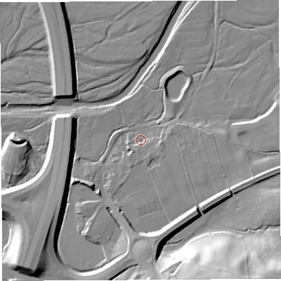 Shaded relief map of the ground around CA103ST, computed from Environment Agency LiDAR. The ground here sits at about 178 m above sea level and falls 32 m across the surrounding 800 m. Surface water reaching this point runs off ground lying to the east-south-east, 4.7 m higher.