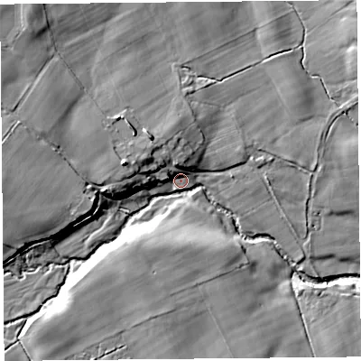 Shaded relief map of the ground around CA110AW, computed from Environment Agency LiDAR. The ground here sits at about 170 m above sea level and falls 15 m across the surrounding 800 m. Surface water reaching this point runs off ground lying to the west-north-west, 10.8 m higher.