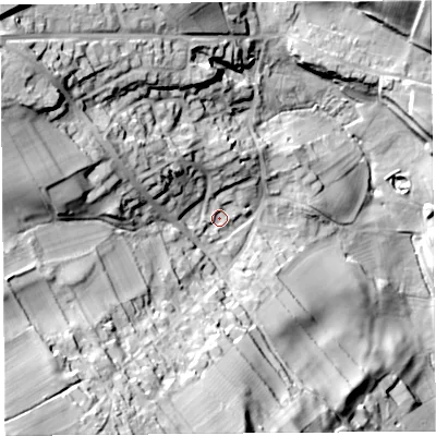 Shaded relief map of the ground around CA110EZ, computed from Environment Agency LiDAR. The ground here sits at about 161 m above sea level and falls 63 m across the surrounding 800 m. Surface water reaching this point runs off ground lying to the west-north-west, 14.9 m higher.