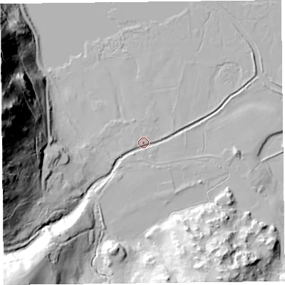 Shaded relief map of the ground around CA110PJ, computed from Environment Agency LiDAR. The ground here sits at about 149 m above sea level and falls 83 m across the surrounding 800 m. Surface water reaching this point runs off ground lying to the south-west, 55.2 m higher.