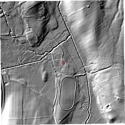 Shaded relief map of the ground around CA110UJ, computed from Environment Agency LiDAR. The ground here sits at about 192 m above sea level and falls 21 m across the surrounding 800 m. Surface water reaching this point runs off ground lying to the north-north-west, 0.7 m higher.