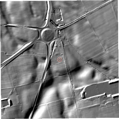 Shaded relief map of the ground around CA118RP, computed from Environment Agency LiDAR. The ground here sits at about 157 m above sea level and falls 37 m across the surrounding 800 m. Surface water reaching this point runs off ground lying to the east-south-east, 3.1 m higher.