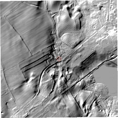 Shaded relief map of the ground around CA118SS, computed from Environment Agency LiDAR. The ground here sits at about 101 m above sea level and falls 47 m across the surrounding 800 m. Surface water reaching this point runs off ground lying to the south-west, 34.2 m higher.