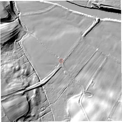 Shaded relief map of the ground around CA118SY, computed from Environment Agency LiDAR. The ground here sits at about 86 m above sea level and falls 22 m across the surrounding 800 m. Surface water reaching this point runs off ground lying to the south-south-east, 0.8 m higher.
