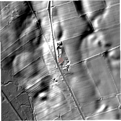 Shaded relief map of the ground around CA119NQ, computed from Environment Agency LiDAR. The ground here sits at about 181 m above sea level and falls 62 m across the surrounding 800 m. Surface water reaching this point runs off ground lying to the south-east, 25.7 m higher.
