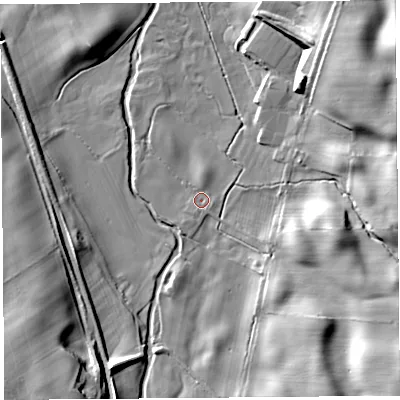 Shaded relief map of the ground around CA119NW, computed from Environment Agency LiDAR. The ground here sits at about 133 m above sea level and falls 23 m across the surrounding 800 m. Surface water reaching this point runs off ground lying to the south-south-west, 1.0 m higher.