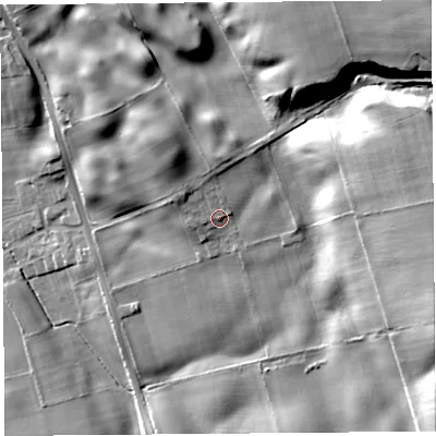 Shaded relief map of the ground around CA119PB, computed from Environment Agency LiDAR. The ground here sits at about 145 m above sea level and falls 39 m across the surrounding 800 m. Surface water reaching this point runs off ground lying to the north-west, 7.0 m higher.