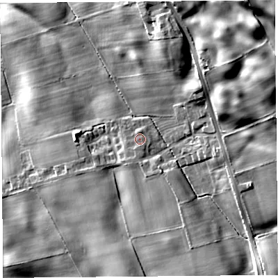 Shaded relief map of the ground around CA119PE, computed from Environment Agency LiDAR. The ground here sits at about 134 m above sea level and falls 27 m across the surrounding 800 m. Surface water reaching this point runs off ground lying to the south, 0.9 m higher.