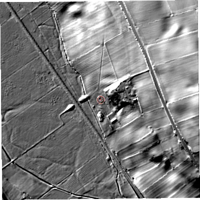 Shaded relief map of the ground around CA119PJ, computed from Environment Agency LiDAR. The ground here sits at about 145 m above sea level and falls 64 m across the surrounding 800 m. Surface water reaching this point runs off ground lying to the north-east, 27.2 m higher.