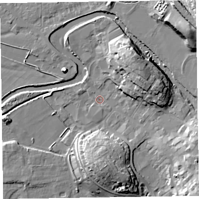 Shaded relief map of the ground around CA125NN, computed from Environment Agency LiDAR. The ground here sits at about 79 m above sea level and falls 19 m across the surrounding 800 m. Surface water reaching this point runs off ground lying to the north-east, 14.9 m higher.