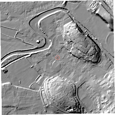 Shaded relief map of the ground around CA125NW, computed from Environment Agency LiDAR. The ground here sits at about 79 m above sea level and falls 19 m across the surrounding 800 m. Surface water reaching this point runs off ground lying to the north-east, 14.9 m higher.