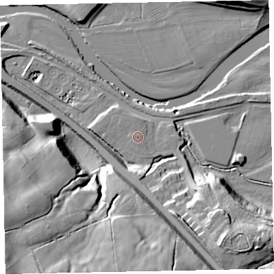 Shaded relief map of the ground around CA130ZE, computed from Environment Agency LiDAR. The ground here sits at about 42 m above sea level and falls 48 m across the surrounding 800 m. The ground contributing surface water to this point lies to the west.