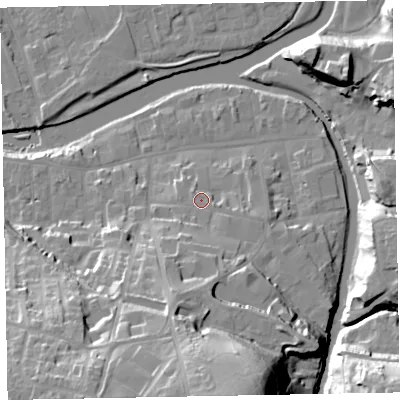 Shaded relief map of the ground around CA139RT, computed from Environment Agency LiDAR. The ground here sits at about 48 m above sea level and falls 39 m across the surrounding 800 m. Surface water reaching this point runs off ground lying to the south-south-west, 17.8 m higher.