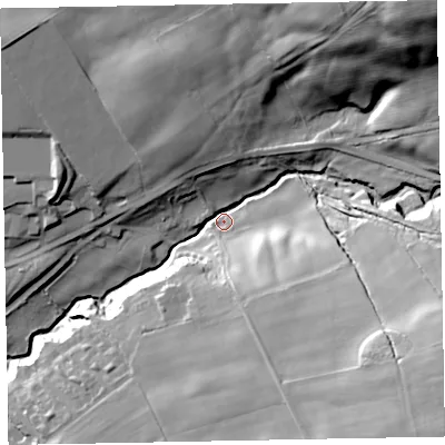 Shaded relief map of the ground around CA139SF, computed from Environment Agency LiDAR. The ground here sits at about 73 m above sea level and falls 56 m across the surrounding 800 m. Surface water reaching this point runs off ground lying to the north-east, 46.1 m higher.